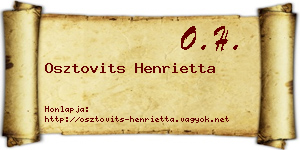 Osztovits Henrietta névjegykártya